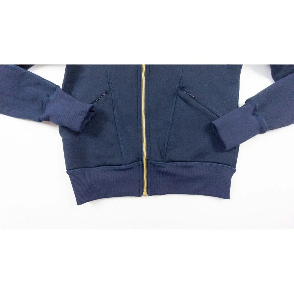 Lululemon Sweatshirt Womens 4 Blue Hoodie Full Zip Stretch Sweater Outdoors